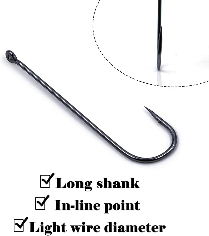 Aberdeen Fishing Hooks Set,150Pcs Crappie Panfish Hook Inline/Long Shank/Light Wire/Closed Eye for Sunfish Bass Freshwater