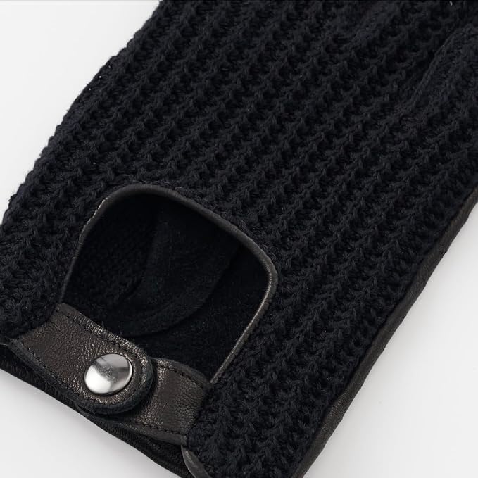 Fingerless Driving Gloves for Men– Soft Lambskin Leather, Crochet String Back