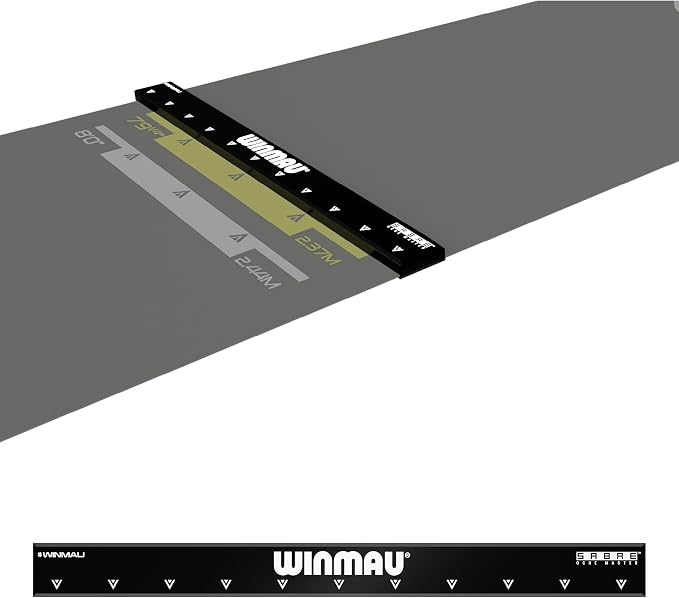 Winmau Darts Oche Line - High Visibility Throw Line Marker with Toe Markers for Consistent Stance - Self-Adhesive, Sticks to Hard Floors (Wood/Tile/Laminate) - Regulation Distance