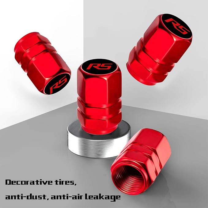 Aluminum 4pcs Tire Valve Cap Cover Set Compatible with Camaro RS Tire Valve Stem caps fiit for Camaro RS Car Accessories Decor. (Red-for-R-S)