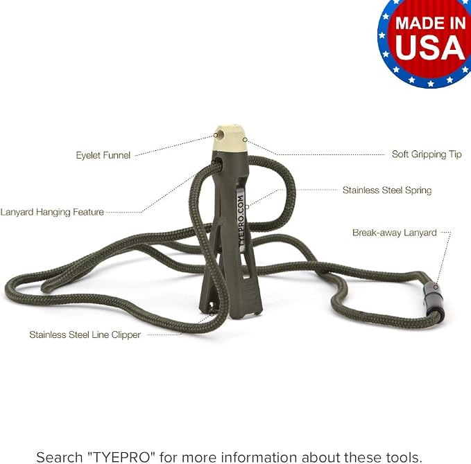 Fly and Ice Fishing Knot Tying Tool 2-Pack: Tie Knots for Hooks, Jigs and Flies. Grip Eyelet, Thread Line, and Clip Fishing Line with One Accessory
