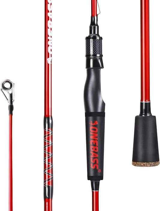 One Bass Fishing Rods,IM7 Graphite Spinning Rod & Casting Rod, 2 Pc Strong Quality Baitcasting Rod with Super Polymer Handle