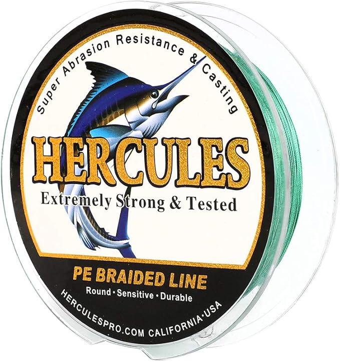 HERCULES Cost-Effective Super Cast 8 Strands Braided Fishing Line 10LB to 300LB Test for Salt-Water,109/328/547/1094 Yards(100M/300M/500M/1000M),Diam.#0.12MM-1.2MM,Hi-Grade Performance,Variety Colors