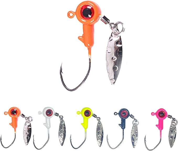 1/8 oz Jig Heads Freshwater Fishing Lures Jig Head with Eye Ball 25PCS Painted Hooks Fishing Jigs for Bass/Crappie