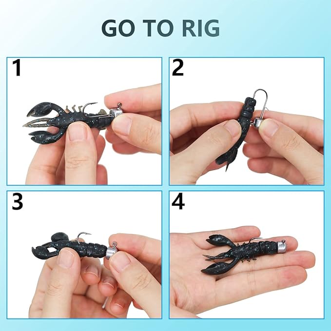50 Pack Ned Rig Jig Hook Kits, Jig Heads for Soft Lures, Standard Fishing Jig Hooks, 3/8oz 1/8oz 1/6oz 1/4oz