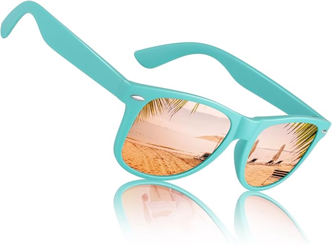 Sunier Polarized Sunglasses for Men and Women, Retro Square Matte Finish UV400 Protection Shades for Driving, Fishing