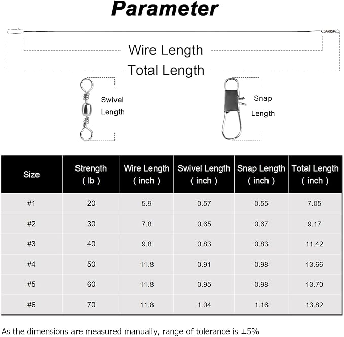 AMYSPORTS Freshwater Wire Fishing Leader Stainless Heavy Duty Wire Leader Fishing Saltwater Rigs Leaders Fishing Steel White Nickel