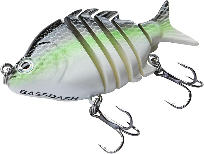 Bassdash SwimPanfish 0.34oz Hard Swimbaits Multi Jointed Topwater Trout Bass Fishing Crank Lure for Freshwater and Saltwater