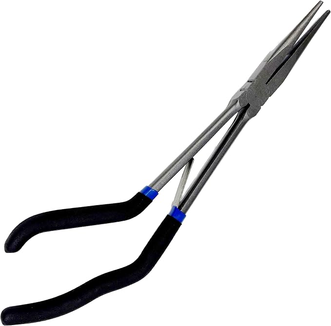 Rite Angler Pistol Unhooking Pliers – Fishing Pliers with Pistol Grip for Hook Removal, Freshwater/Saltwater, Needle Nose Tool for Fish - Blue/Black, 12"