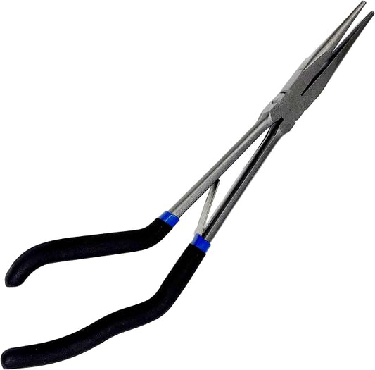 Rite Angler Pistol Unhooking Pliers – Fishing Pliers with Pistol Grip for Hook Removal, Freshwater/Saltwater, Needle Nose Tool for Fish - Blue/Black, 12"
