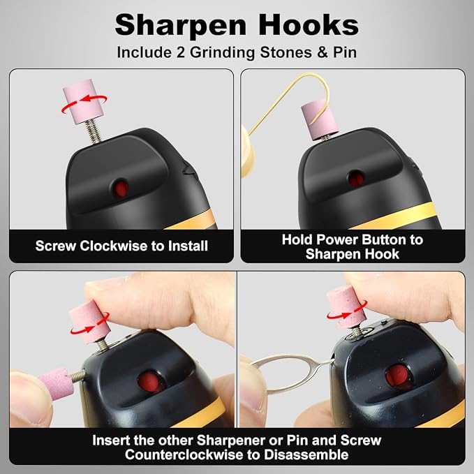 SNAIL TRAIL Fishing Line Stripper & 6" Scissors Kit, Built-in Electric Hook Sharpener, Portable Fish Braided Line Remover & Unwinding Tool, Reel Line Removal Equipment, Stripping Unwinder Gear for Men