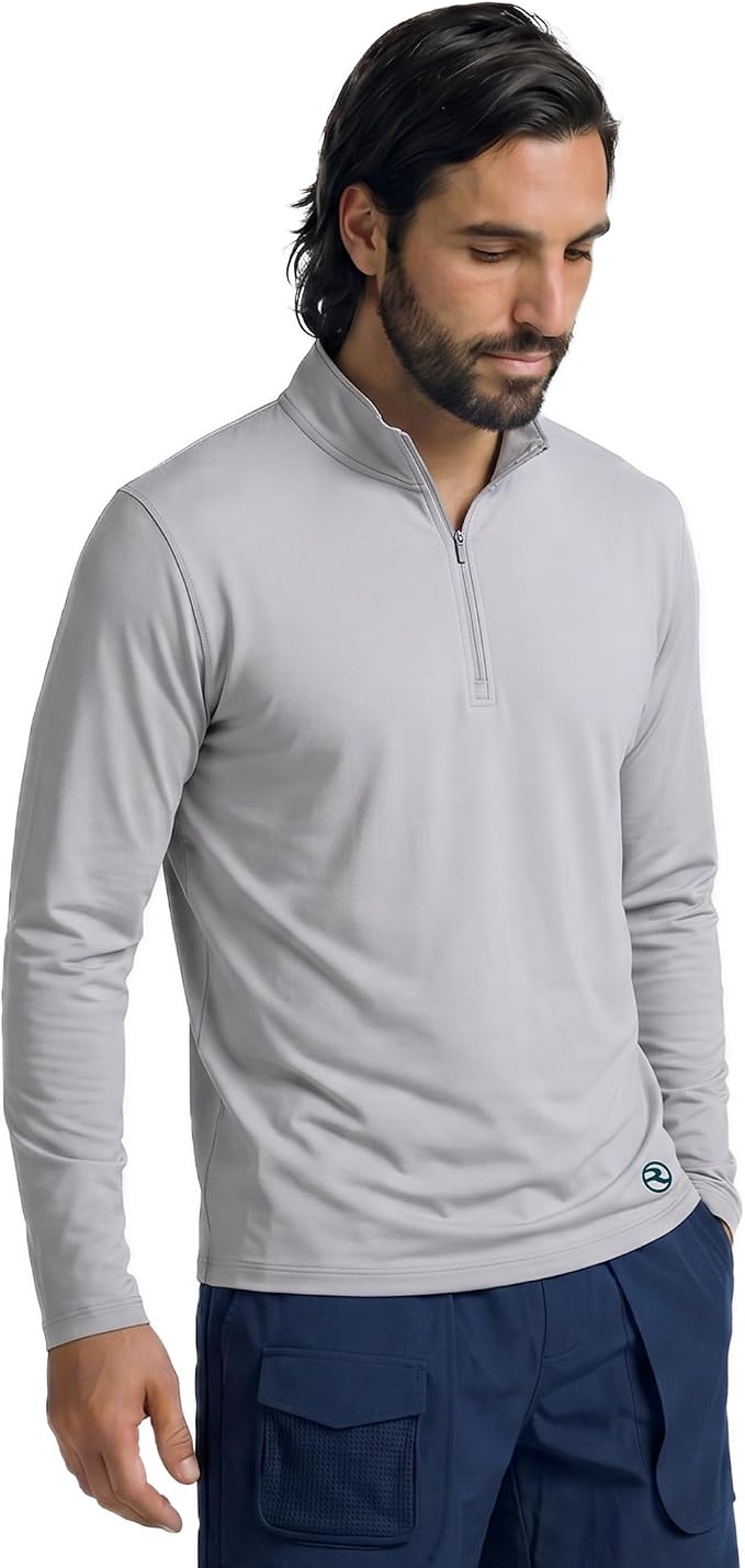 Reel Life Men's Jax Beach - Quarter-Zip Long Sleeve, Sun Shirts for Men, UPF 50+, Quick-Dry, Lightweight UV Shirts for Men