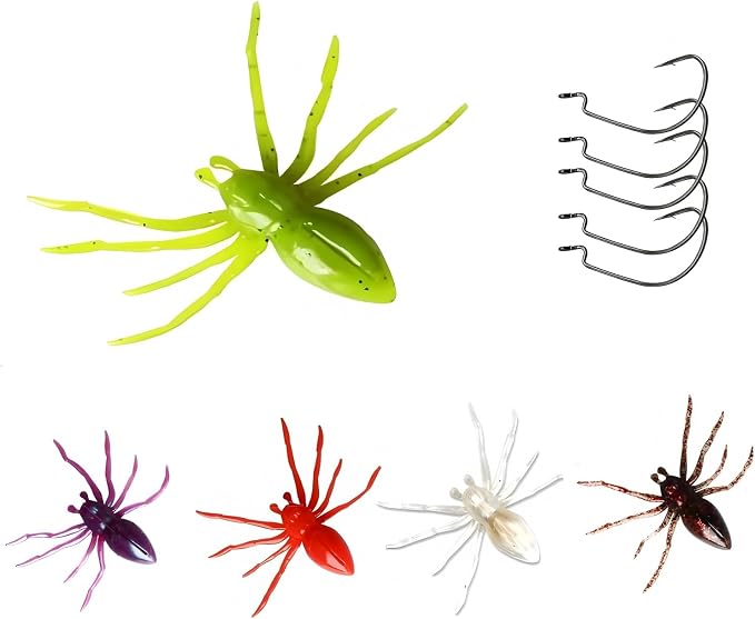 Topwater Spider Fishing Lure Bait - Soft Spider Lures for Bass Trout Pike,TPE Flexible Body for Lifelike Action, Perfect for Freshwater Saltwater Fishing