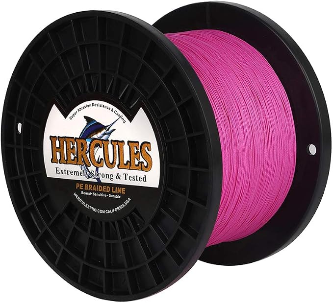 HERCULES Cost-Effective Super Cast 8 Strands Braided Fishing Line 10LB to 300LB Test for Salt-Water,109/328/547/1094 Yards(100M/300M/500M/1000M),Diam.#0.12MM-1.2MM,Hi-Grade Performance,Variety Colors