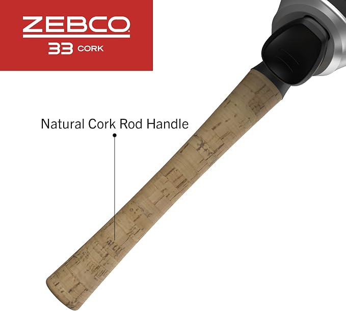 Zebco 33 Cork Reel and Fishing Rod Combo, Graphite Rod with Cork Handle, QuickSet Anti-Reverse Fishing Reel with Bite Alert