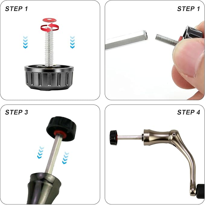 NEWHOOK Fishing Reel Handle Replacement – Metal Rotary Knob Grip for Spinning Reel, for 1000-3000 Type Foldable Design for Easy Storage