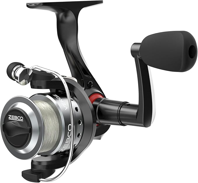 Zebco Verge Spinning Fishing Reel, Right or Left-Hand Retrieve, Pre-Spooled with Zebco Fishing Line, All-Metal Gears, TRU Balance Rotor, Black