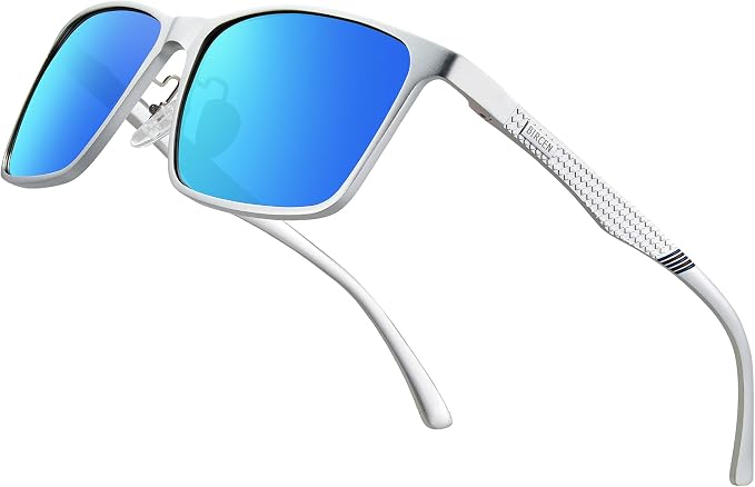 BIRCEN Polarized Mens Sunglasses for Driving: UV Protection Al-Mg Metal Sunglasses Lightweight Shades for Fishing Travel Golf