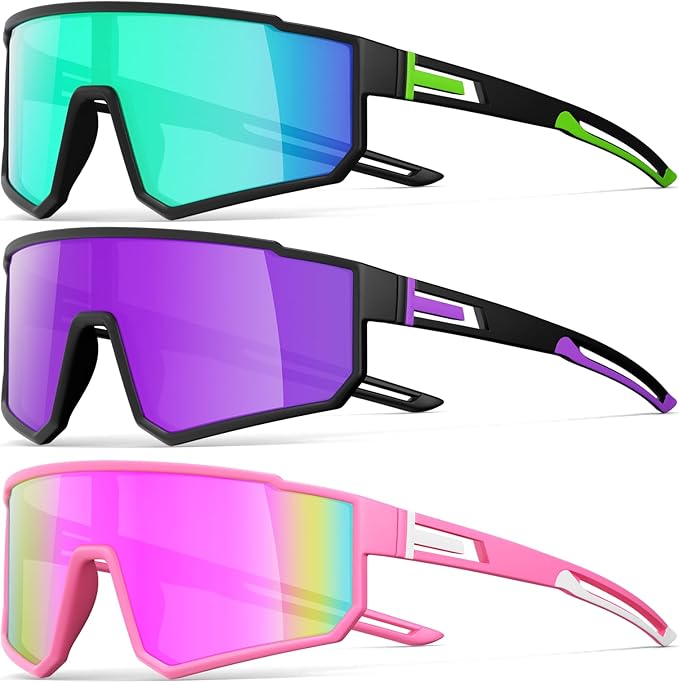3 Pack Polarized Running Sunglasses for Women Mens Sunglasses UV Protection for Cycling Baseball Fishing