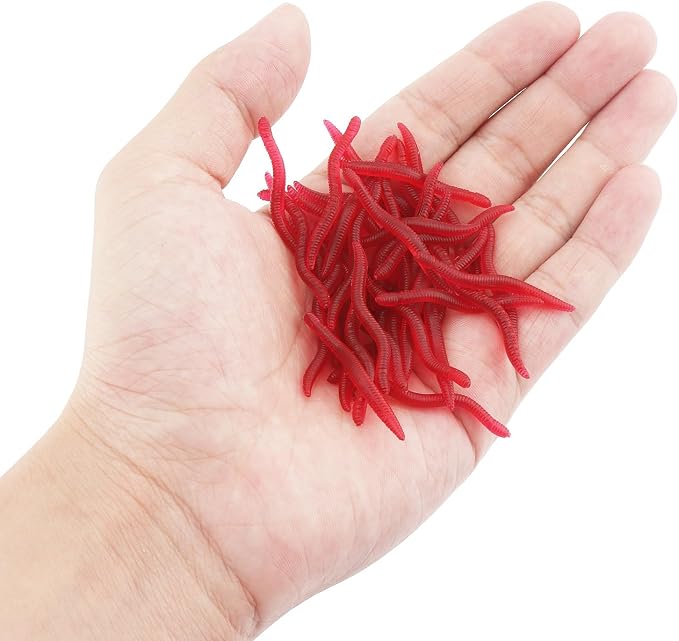 100pcs 1.5inch Simulation Earthworm Fake Worm Soft Fishing Lures, Plastic Fishing Lure Soft Lures Artificial Worm Lures
