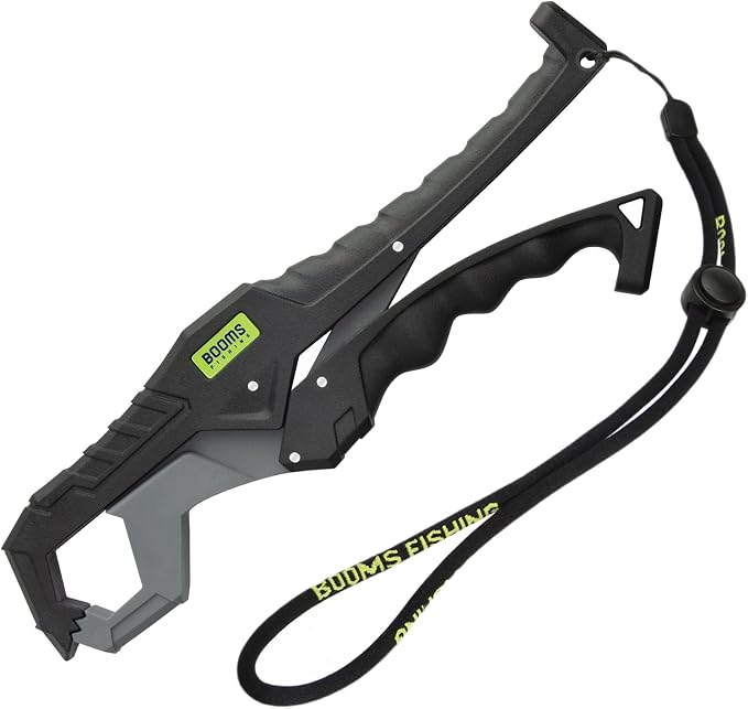 Booms Fishing G05 Lip Gripper Saltwater, 9.4" Plastic Catfish Grippers Pliers, Grabber Tool With Lanyard, Grips for Kayak Fishing Accessories, Great Holder for Caught Fish