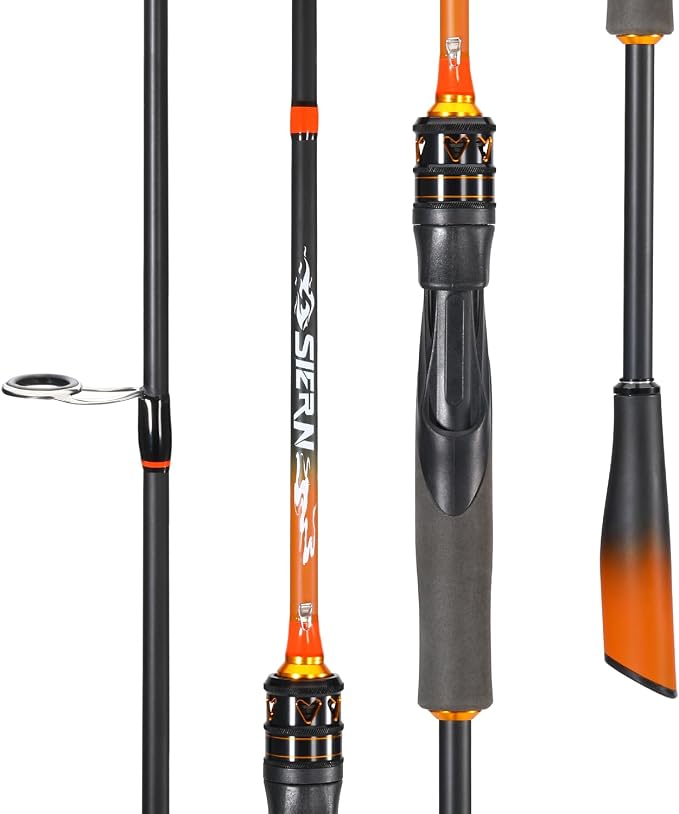 Sougayilang IM6 Graphite Fishing Rod – 2-Piece Casting & Spinning Rod, Stainless Steel Guides with Zirconium Rings, EVA & SuperPolymer Split Handle,Hook Keeper for Bass Walleye Pike