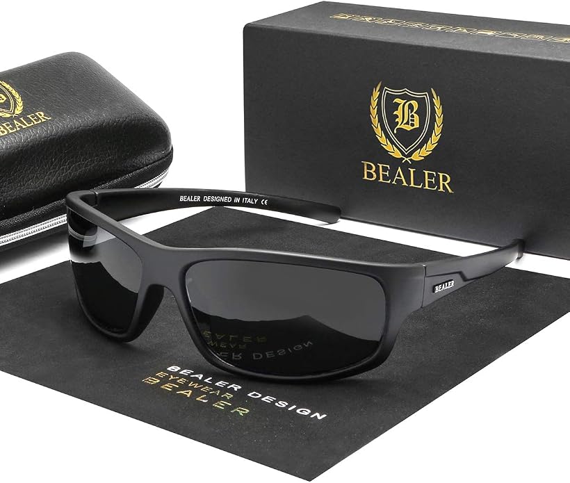 BEALER Polarized Sports Sunglasses for Men Lightweight TR90 Frame Sun Glasses Driving Cycling Fishing UV Protection Shades
