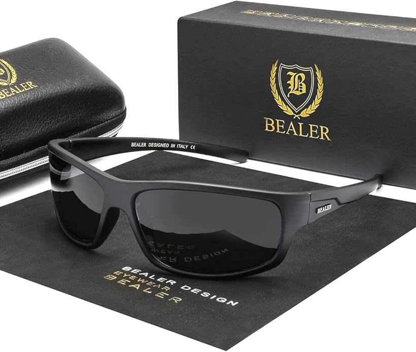 BEALER Polarized Sports Sunglasses for Men Lightweight TR90 Frame Sun Glasses Driving Cycling Fishing UV Protection Shades