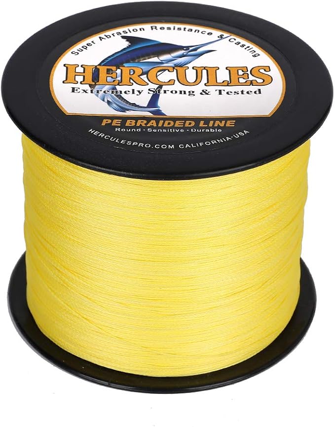 HERCULES Cost-Effective Super Strong 4 Strands Braided Fishing Line 6LB to 100LB Test for Salt-Water, 109/328 / 547/1094 Yards (100M / 300M / 500M / 1000M), Diam# 0.08MM - 0.55MM, Hi-Grade