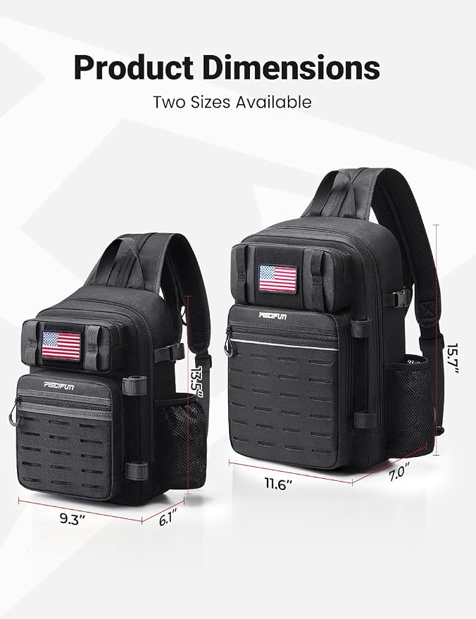 Piscifun Fishing Backpack Tackle Bag with 2 Rod Holders, Multi-Compartment Storage, MOLLE System, Water-Resistant Lightweight Outdoor Pack
