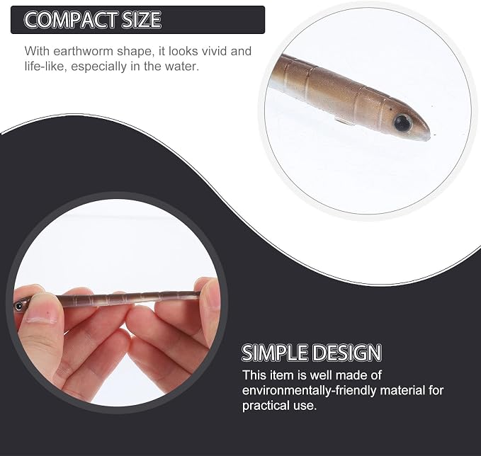 Homoyoyo Soft Fishing Lures Earthworm Baits 9cm 1. Colored Worms 10pcs Soft Plastic Lifelike Worms for Freshwater Bass Fishing