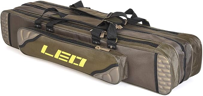 Lixada Fishing Rod Case Potable Canvas Fishing Pole Tools Reel Storage Bag Durable Fishing Gear Tackle Carry Cases 3 Layer, 90cm
