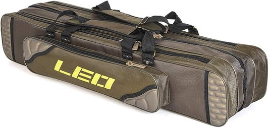 Lixada Fishing Rod Case Potable Canvas Fishing Pole Tools Reel Storage Bag Durable Fishing Gear Tackle Carry Cases 3 Layer, 90cm