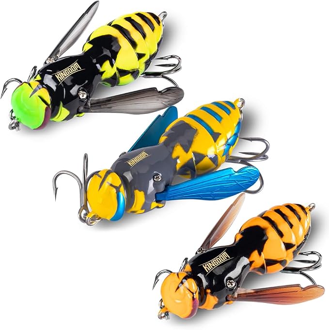 Kingdom Wasp Craw Bait Insect Bionic Floating Fishing Lures Swimbaits Hard Artificial Baits Lure for Freshwater and Saltwater Bass Carp Pike Walleye Fishing ABS Material Carbon Steel Three Book Hook