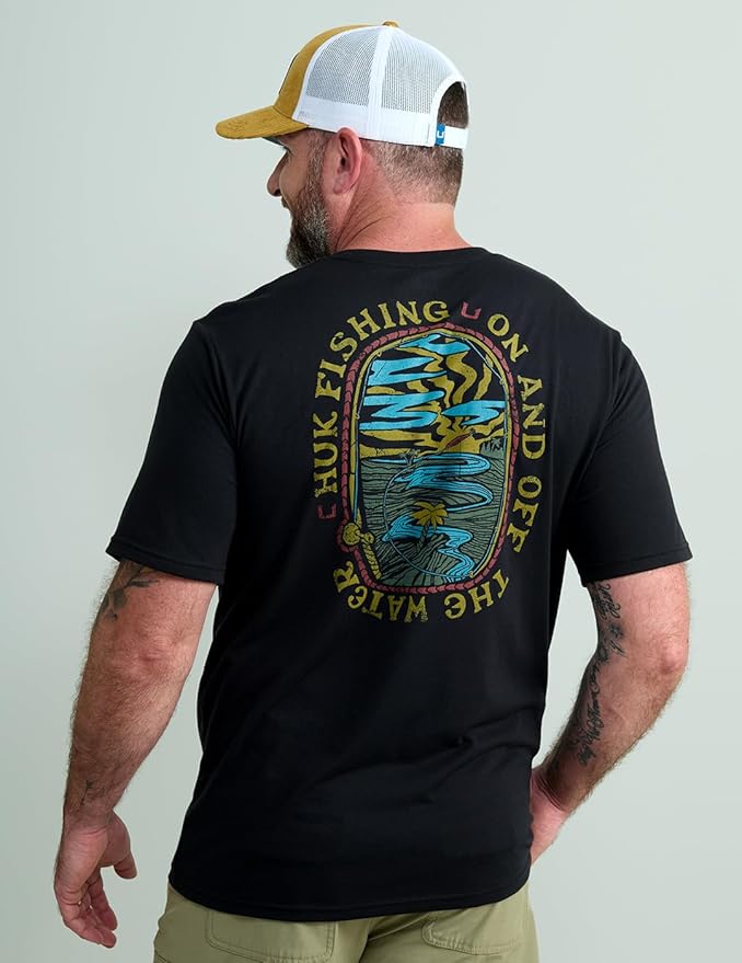 HUK Mens Performance Fishing Logo Tee, Short Sleeve T-Shirt for Men