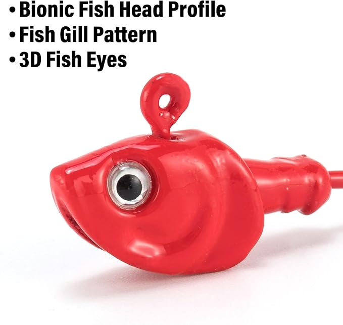 Dr.Fish 10 Pack Swimbait Jig Heads, Saltwater Fishing Jig Heads 3D Eyes High Carbon Steel Hooks Surf Fishing Lures Flounder Striper Halibut Pompano Bass