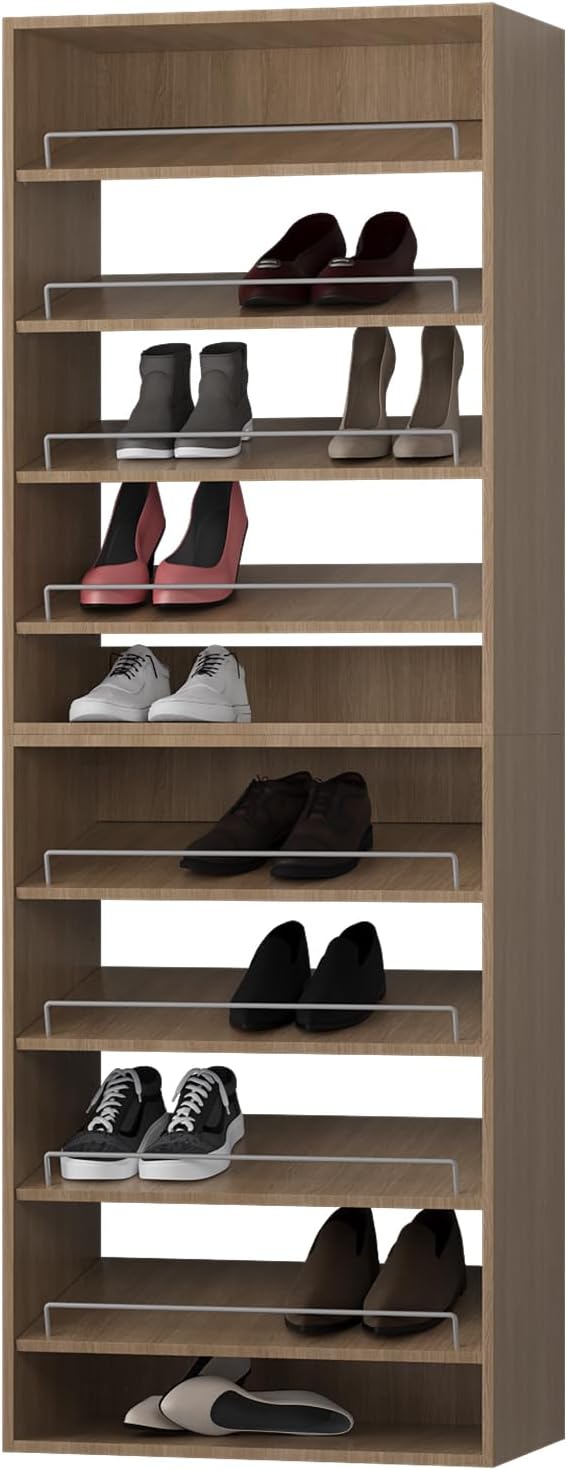ROOMTEC Modular Closet System, 31.5" Shoe Shelf Closet Tower Wall-Mounted Closet Organizer, Wooden Tower for Walk-In Closets, Wardrobe Storage Kit, Wood