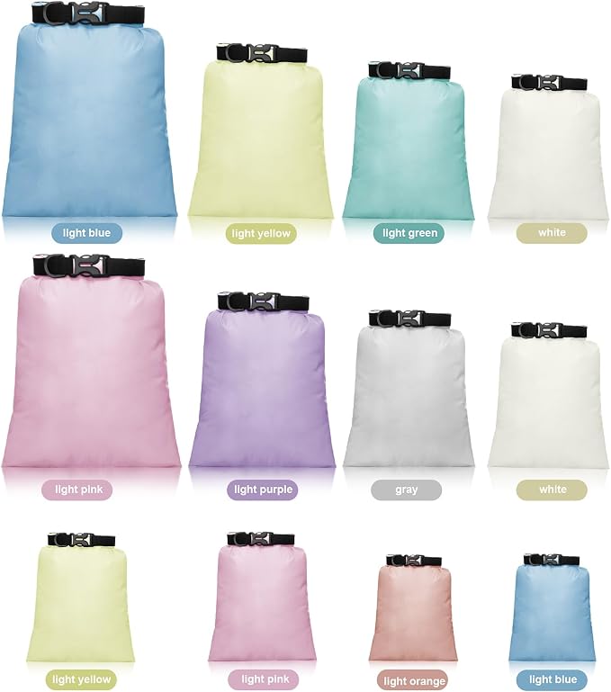 Shappy 6/12 Pcs Waterproof Dry Bags, Lightweight Outdoor Waterproof Dry Stuff Sacks 15/8/5/4/3/2 L and Long Adjustable Shoulder Strap for Kayaking Rafting Boating Hiking Camping