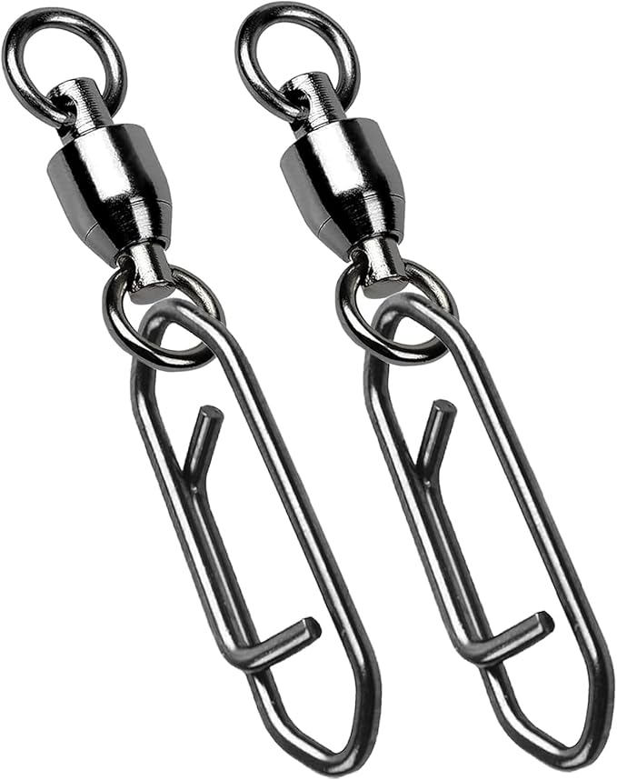 AMYSPORTS High Strength Snap Swivels Stainless Bearing Rolling Fishing Swivel Freshwater Snap Swivels Fishing Clip Steel Black Nickel
