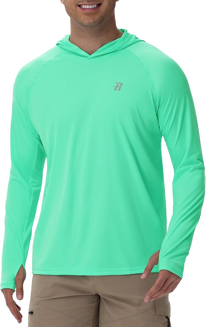 Runhit UPF 50+ Fishing Shirts for Men Long Sleeve Sun Protection Hoodie Lightweight Outdoor Workout Hiking Running Rash Guard