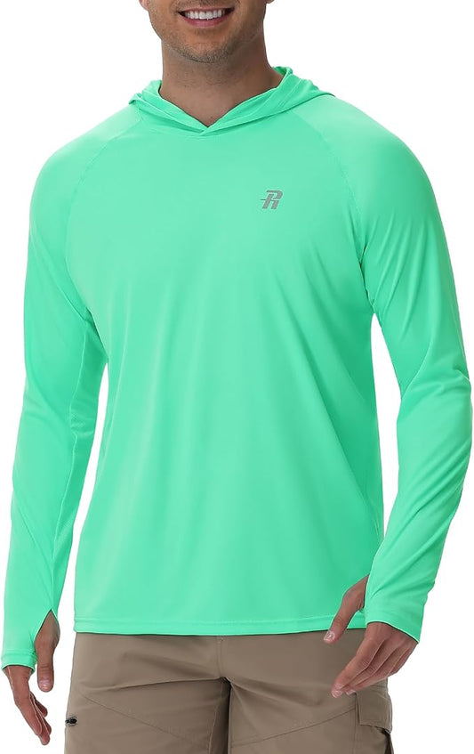 Runhit UPF 50+ Fishing Shirts for Men Long Sleeve Sun Protection Hoodie Lightweight Outdoor Workout Hiking Running Rash Guard
