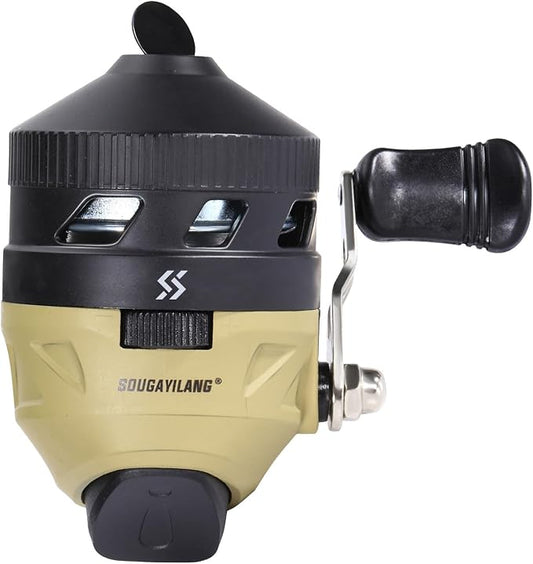 Sougayilang Spincast Fishing Reel,High Speed 3.9:1 Gear Ratio,Trouble-Free Push-Button Bait Casting Design and Reversible Handle for Left/Right Retrieve,Pre-Spooled with Monofilament Line