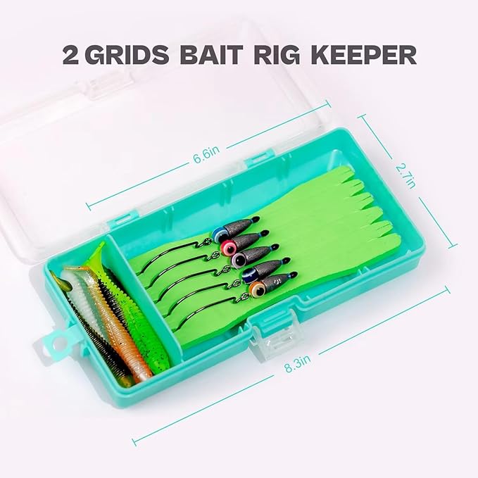 Texas Rig Kit 10 PCs 3/16 1/4 3/8oz with Paddle Tail Swimbaits and Reusable Bait Rig Keeper Case, Quick-Fishing Bass Fishing Lures Kit