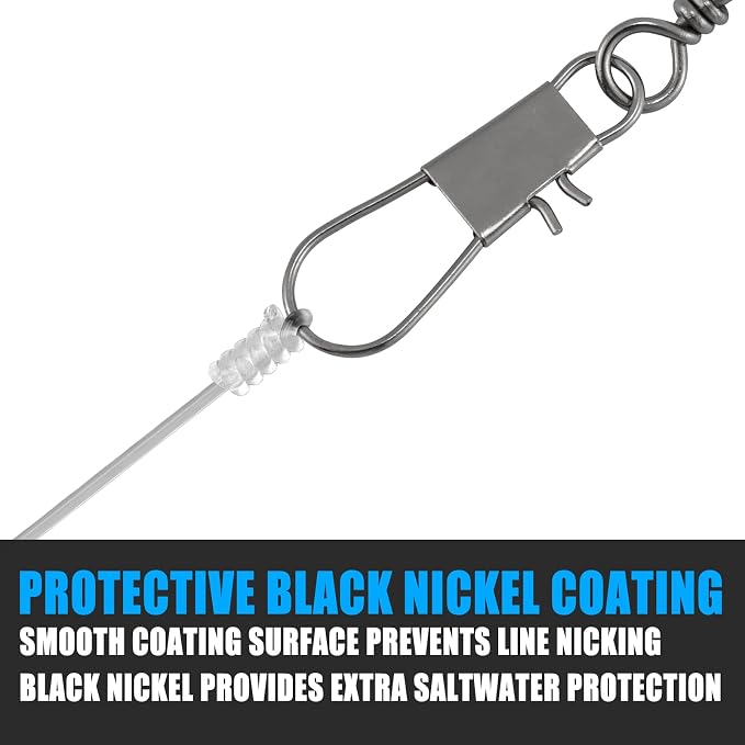 Dr.Fish 50 Pack Fishing Snap Swivels, Barrel Swivels Fishing Tackles, Stainless Steel Safty Interlock Snaps Leader Line Lure Connector Fresh&Saltwater 26-132Lb