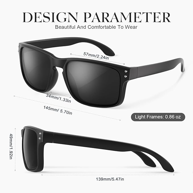 Polarized Sunglasses for Men Women - Classic Sport Sun Glasses for Driving Running Cycling Fishing UV400 Protection