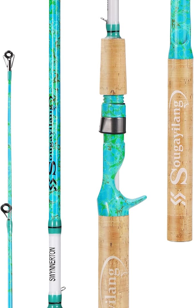 Sougayilang Fishing Rods Ultra Light Rods 2 Pieces Cork Handle Spinning &Baitcasting Rod for Trout Crappie -5'6"