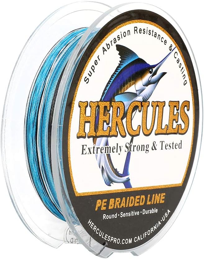 HERCULES Cost-Effective Super Strong 4 Strands Braided Fishing Line 6LB to 100LB Test for Salt-Water, 109/328 / 547/1094 Yards (100M / 300M / 500M / 1000M), Diam# 0.08MM - 0.55MM, Hi-Grade