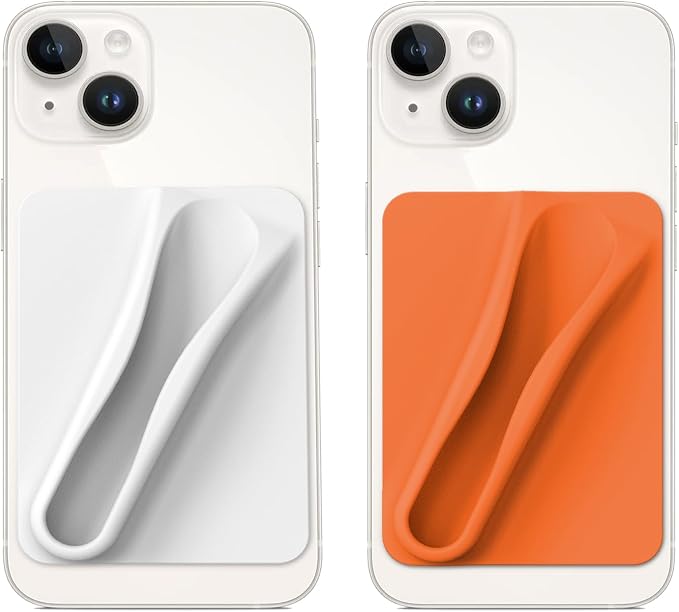 DOB SECHS Silicone Lip Holder for Cell Phone Lipstick Lip Glaze Phone Case Back Stick On Holder for iPhone and Android Smartphone,Grey+Dark Orange