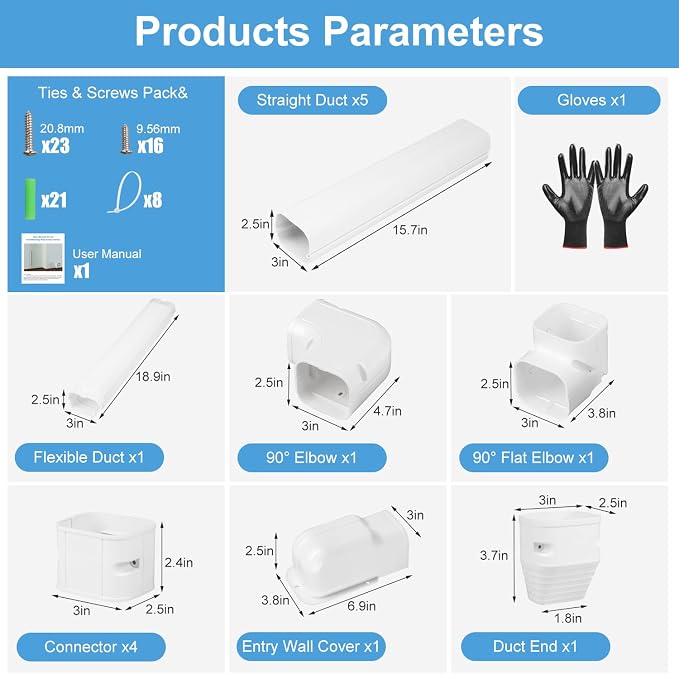 Mini Split Line Set Cover: 3 Inch 10Ft DIY Decorative Outdoor PVC Tubing Cover Kit for Mini Split, Air Conditioner, Central AC and Heat Pumps