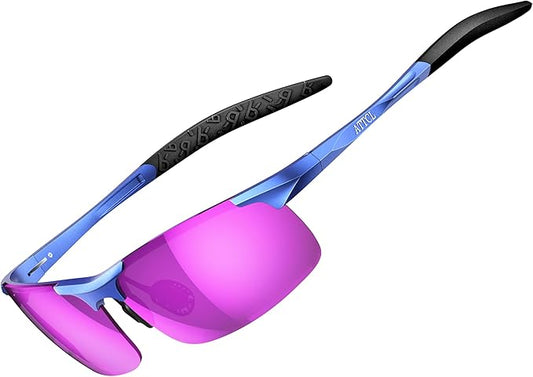ATTCL 0.9 oz Polarized Sunglasses Men Sports: UV Protection Anti Glare Wrap Around Lightweight Metal Fishing Golf Running